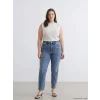 LCWAIKIKI Classic İndigo Beli Lastikli Slim Mom Kadın Jean Pantolon