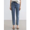 LCWAIKIKI Classic İndigo Beli Lastikli Slim Mom Kadın Jean Pantolon