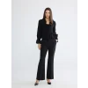LCW EVERYDAY Siyah V Yaka Desenli Fırfırlı Bluz