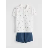 LCW Kids Bej Polo yaka Erkek Çocuk Tişört ve Şort Takım