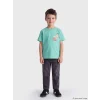 LCW Kids Turkuaz London Baskılı Erkek Çocuk Penye Tişört