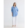 LCW EVERYDAY Mavi Çizgili Oversize Kadın Gömlek Tunik