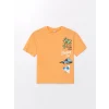LCW Kids Turuncu Oversize Bisiklet Yaka Erkek Çocuk Tişört