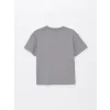 LCW Kids Gri Oversize Bisiklet Yaka Erkek Çocuk Tişört