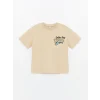 LCW Kids Bej Oversize Bisiklet Yaka Erkek Çocuk Tişört
