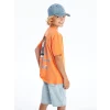 LCW Kids Turuncu Oversize Bisiklet Yaka Erkek Çocuk Tişört