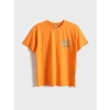 LCW Kids Turuncu Oversize Bisiklet Yaka Erkek Çocuk Tişört