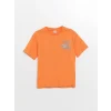 LCW Kids Turuncu Oversize Bisiklet Yaka Erkek Çocuk Tişört