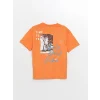 LCW Kids Turuncu Oversize Bisiklet Yaka Erkek Çocuk Tişört