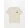 LCW Kids Bej Oversize Bisiklet Yaka Erkek Çocuk Tişört