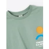 LCW Kids Yeşil Oversize Bisiklet Yaka Erkek Çocuk Tişört