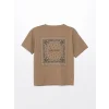 LCW Kids Kahverengi Bisiklet Yaka Oversize Tok Kumaş Erkek Çocuk Tişört