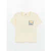 LCW Kids Bej Oversize Bisiklet Yaka Erkek Çocuk Tişört