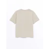 LCW Kids Bej Oversize Bisiklet Yaka Erkek Çocuk Tişört