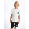 LCW Kids Beyaz Oversize Bisiklet Yaka Erkek Çocuk Tişört
