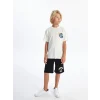 LCW Kids Beyaz Oversize Bisiklet Yaka Erkek Çocuk Tişört