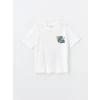 LCW Kids Beyaz Oversize Bisiklet Yaka Erkek Çocuk Tişört