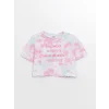 LCW Kids Karışık Bisiklet Yaka Nakışlı Kısa Kollu Kız Çocuk Tişört