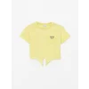 LCW Kids Sarı Bisiklet Yaka Baskılı Kısa Kollu Kız Çocuk Tişört