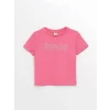LCW Kids Pembe Bisiklet Yaka Kısa Kollu Kız Çocuk Tişört
