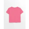 LCW Kids Pembe Bisiklet Yaka Kısa Kollu Kız Çocuk Tişört