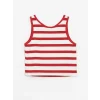 LCW Kids Kırmızı Bisiklet Yaka Çizgili Kız Çocuk Crop Atlet