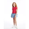 LCW Kids Fuşya Bisiklet Yaka Kısa Kollu Kız Çocuk Tişört