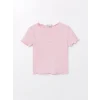 LCW Kids Pembe Bisiklet Yaka Kısa Kollu Kız Çocuk Tişört