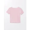 LCW Kids Pembe Bisiklet Yaka Kısa Kollu Kız Çocuk Tişört
