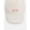 LCW ACCESSORIES Ekru Yazı Nakışlı Kız Çocuk Kep Şapka