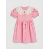 LCW Kids Pembe Bebe Yaka Kız Çocuk Elbise