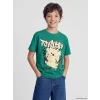 LCW Kids Yeşil Bisiklet Yaka Pikachu Baskılı Erkek Çocuk Tişört