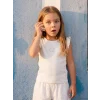 LCW Kids Beyaz Bisiklet Yaka Taşlı Kız Çocuk Atlet
