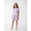 LCW Kids Lila Kız Çocuk Soft Touch Şortlu Takım