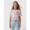 LCW Kids Pembe Bisiklet Yaka Nakışlı Kız Çocuk Tişört