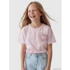 LCW Kids Pembe Bisiklet Yaka Nakışlı Kız Çocuk Tişört