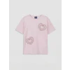 LCW Kids Pembe Bisiklet Yaka Nakışlı Kız Çocuk Tişört
