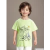 LCW Kids Yeşil Bisiklet Yaka Baskılı Erkek Bebek Tişört