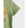 LCW Kids Yeşil Bisiklet Yaka Kısa Kollu Baskılı Erkek Bebek Tişört