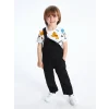 LCW Kids Beyaz Bisiklet Yaka Kısa Kollu Baskılı Erkek Bebek Tişört