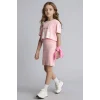 Defacto D2339A8PN69 Pembe Kısa Kollu Fitilli Kaşkorse 2li Elbise Kız Çocuk