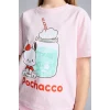 Defacto H3474A8PN343 Pembe Pochacco Relax Fıt Bisiklet Yaka Kısa Kollu Tişört Kız Çocuk