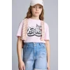 Defacto H3475A8PN180 Pembe Kuromı Relax Fıt Bisiklet Yaka Kısa Kollu Tişört Kız Çocuk