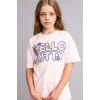 Defacto H3476A8PN671 Pembe Hello Kitty  Relax Fıt Bisiklet Yaka Kısa Kollu Tişört Kız Çocuk