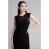 Defacto F8114AXBK81 Siyah Fıtted Dantel Maxi Elbise