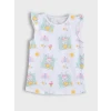 LCW baby Ekru Bisiklet Yaka Baskılı Kız Bebek Şortlu Pijama Takımı