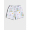 LCW baby Ekru Bisiklet Yaka Baskılı Kız Bebek Şortlu Pijama Takımı