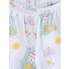 LCW baby Ekru Bisiklet Yaka Baskılı Kız Bebek Şortlu Pijama Takımı