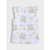 LCW baby Ekru Bisiklet Yaka Baskılı Kız Bebek Şortlu Pijama Takımı