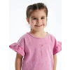 LCW Kids Pembe Bisiklet Yaka Nakışlı Kız Bebek Tişört